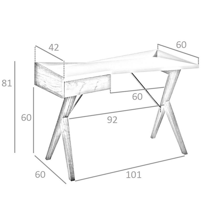 ANGEL CERDA  Bureau en noyer avec plateau en bois gris 