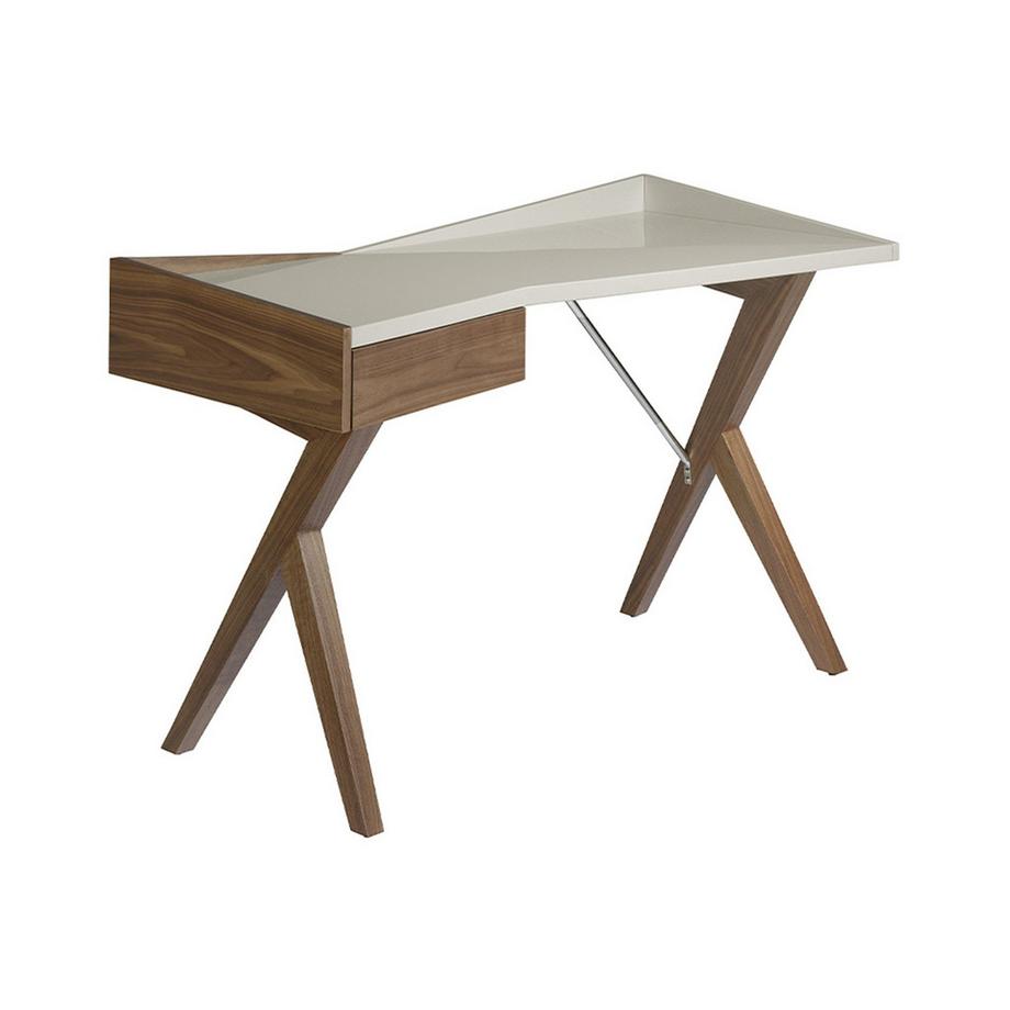ANGEL CERDA  Bureau en noyer avec plateau en bois gris 