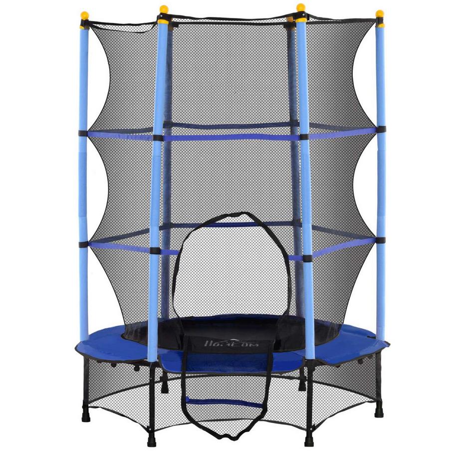 Northio  Trampolino per bambini Ø140 cm, trampolino con rete di sicurezza, copertura del bordo, trampolino da giardino per bambini 3-10 anni, portata fino a 50 kg, blu 