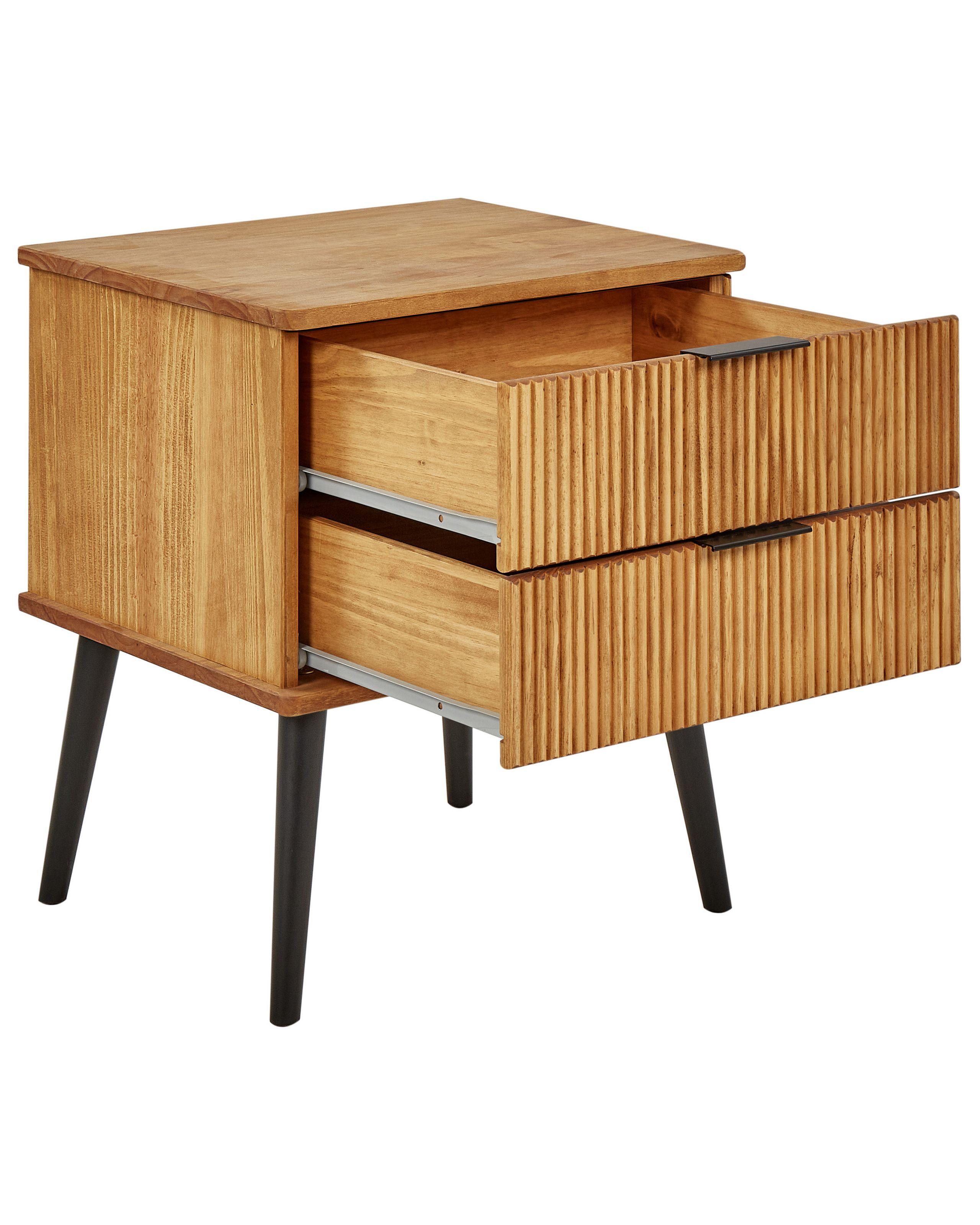 Beliani Comodino 2 cassetti en Legno di pino Scandinavo TIMMINS  