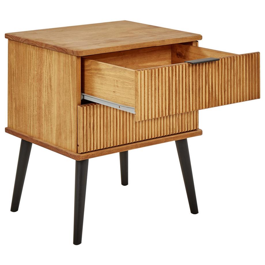 Beliani Table de nuit à 2 tiroirs en Bois de pin Rustique TIMMINS  