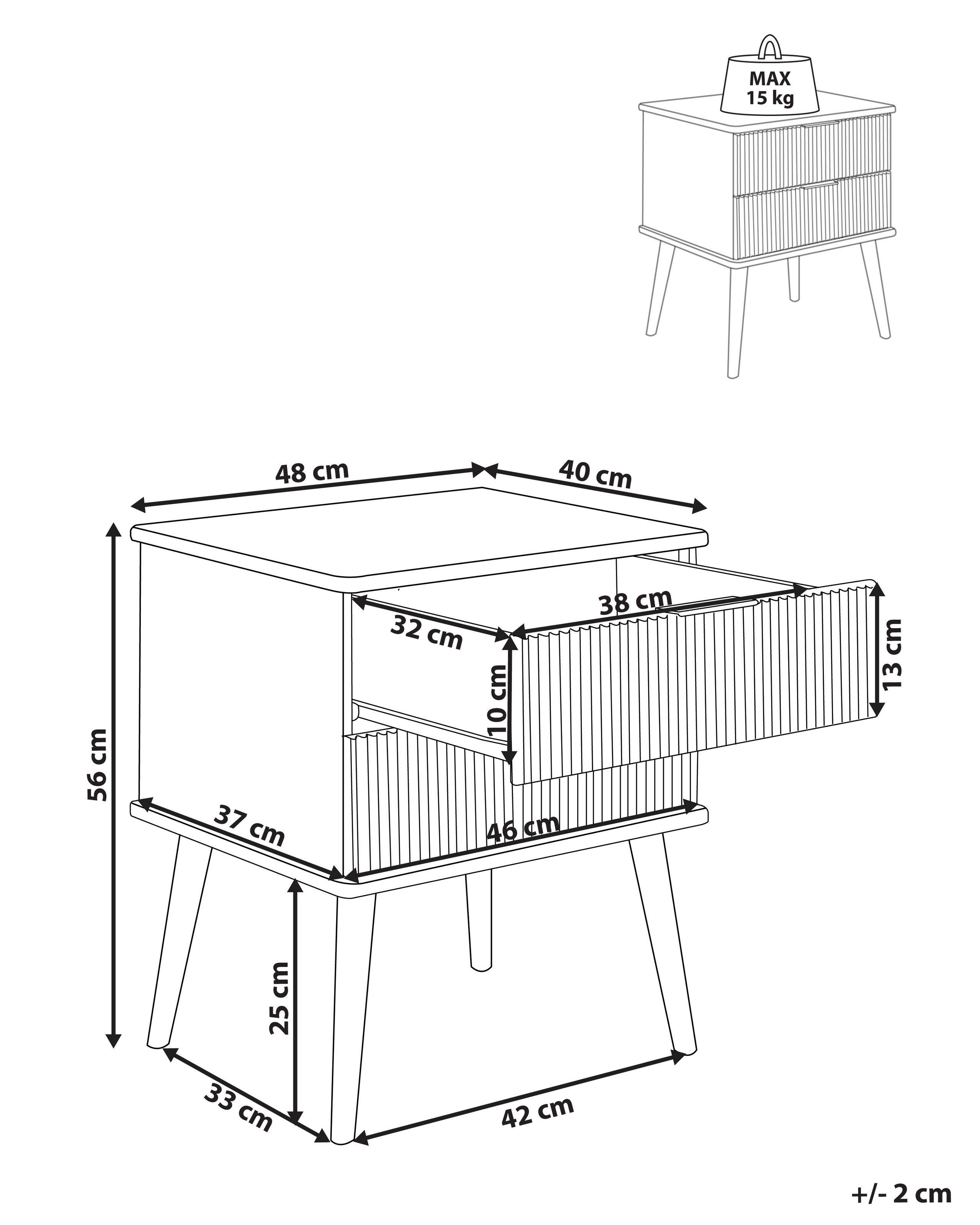 Beliani Comodino 2 cassetti en Legno di pino Scandinavo TIMMINS  