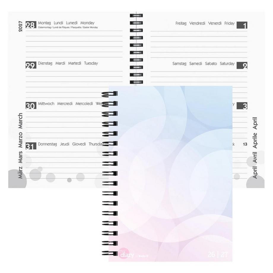 Schüleragenda mydiary A5 Wire-O 3½ Tage pro Seite, Pastel