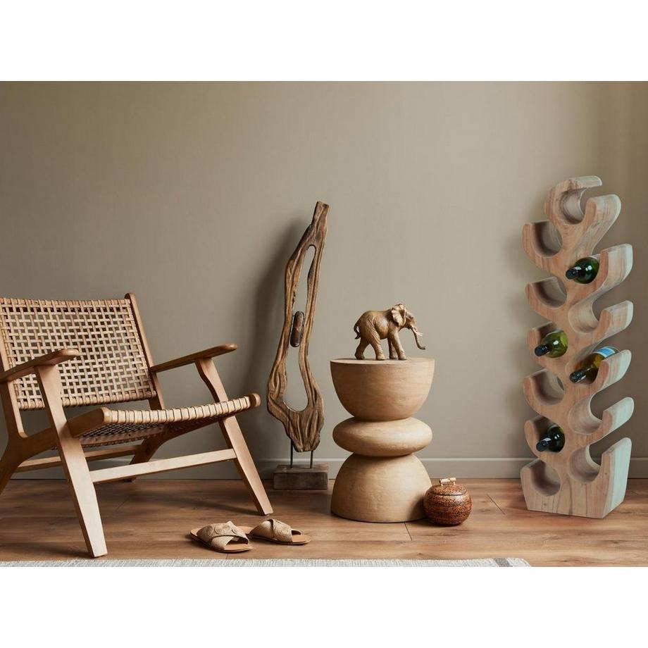 Vente-unique Portabottiglie 12 bottiglie L. 28 x P. 19 x H. 100 cm in Legno di Suar Naturale - GUIMARAS  