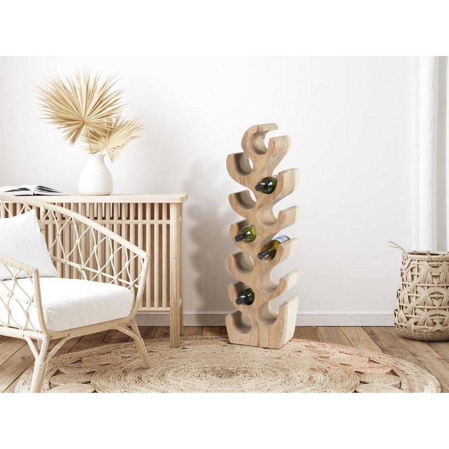 Vente-unique Portabottiglie 12 bottiglie L. 28 x P. 19 x H. 100 cm in Legno di Suar Naturale - GUIMARAS  