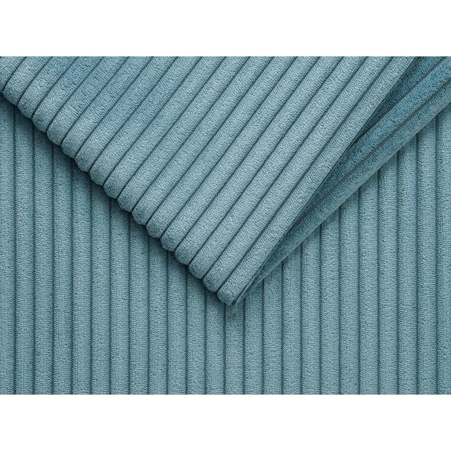 Vente-unique Eckschlafsofa mit Matratze - Ecke wechselbar - Cord - Türkisblau - Liegefläche mit Lattenrost mit breiten Latten 140 cm - Matratze 14 cm - LORETO  