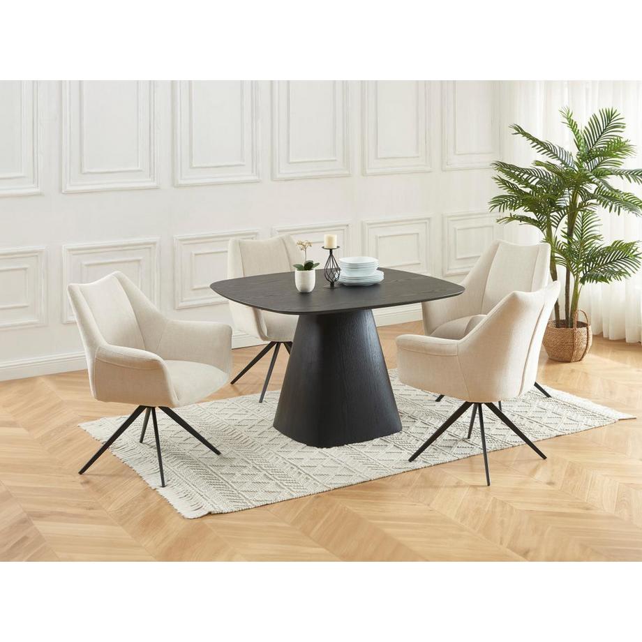 Maison Céphy Stuhl mit Armlehnen 6er-Set - Stoff &es Metall - Beige - KARDESA von Maison Céphy  