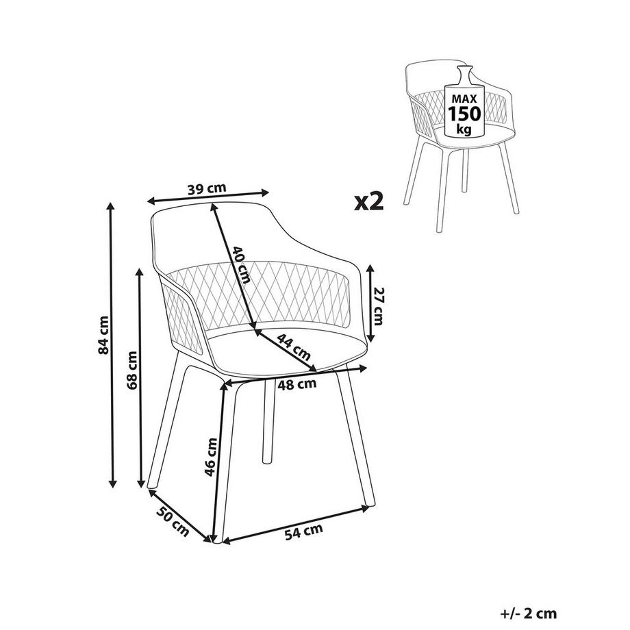 Beliani Lot de 2 chaises de salle à manger en Polypropylène Scandinave ALMIRA  