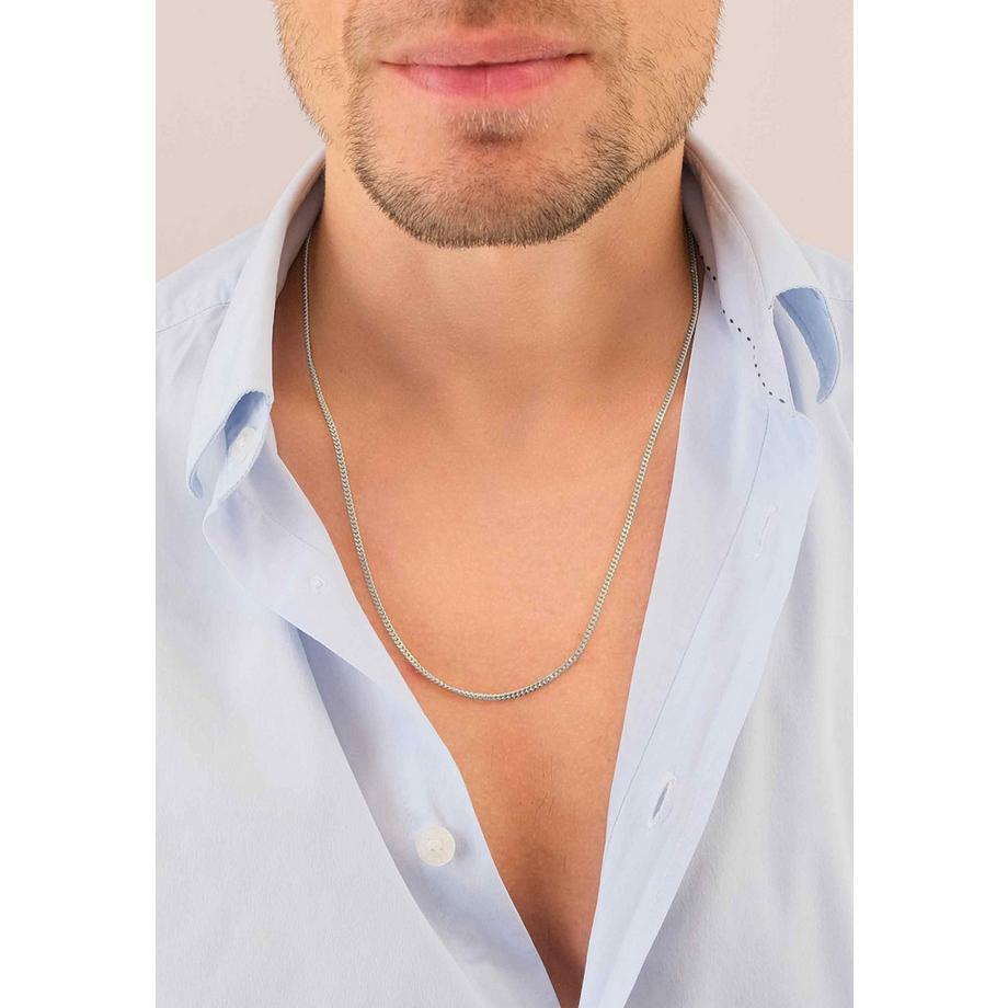 MUAU Schmuck  Collier Panzer Weissgold 750, 2.1mm, 55cm 
