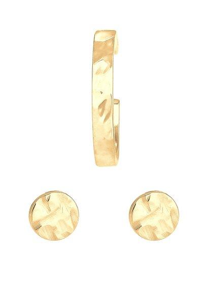 Elli  Ohrringe 2Er Set Stecker Earcuff Rund Gehämmert 