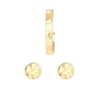 Elli  Ohrringe 2Er Set Stecker Earcuff Rund Gehämmert 