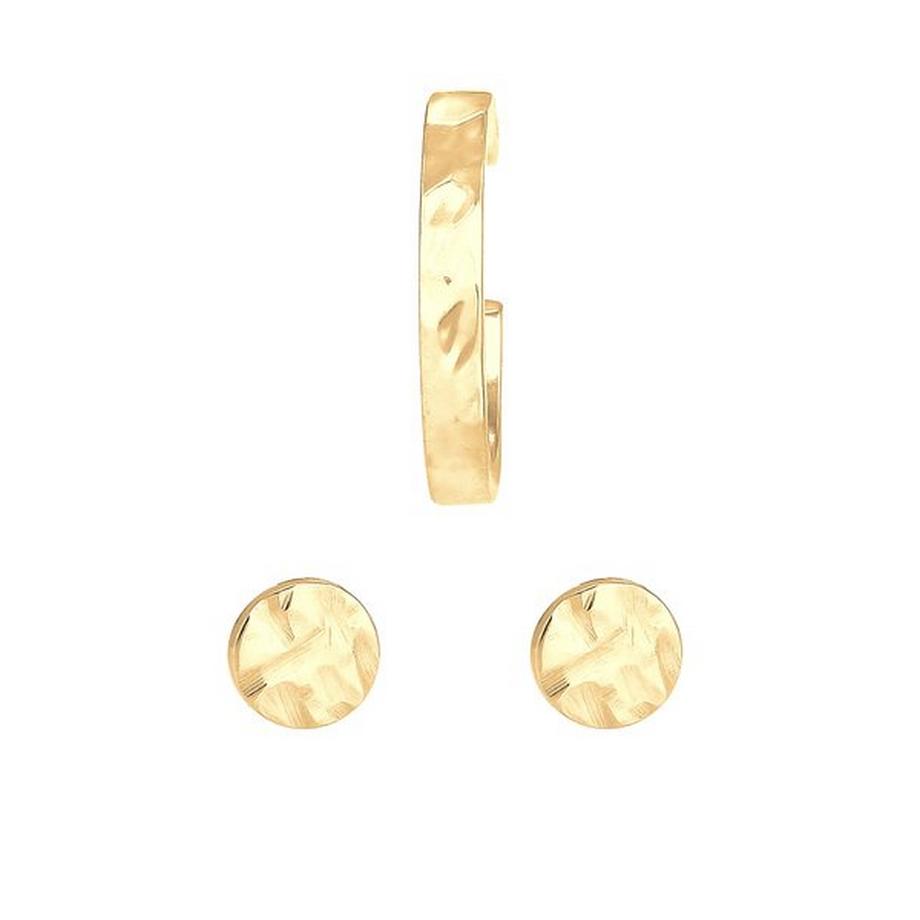 Elli  Ohrringe 2Er Set Stecker Earcuff Rund Gehämmert 