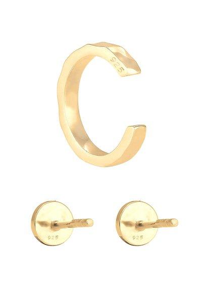 Elli  Ohrringe 2Er Set Stecker Earcuff Rund Gehämmert 