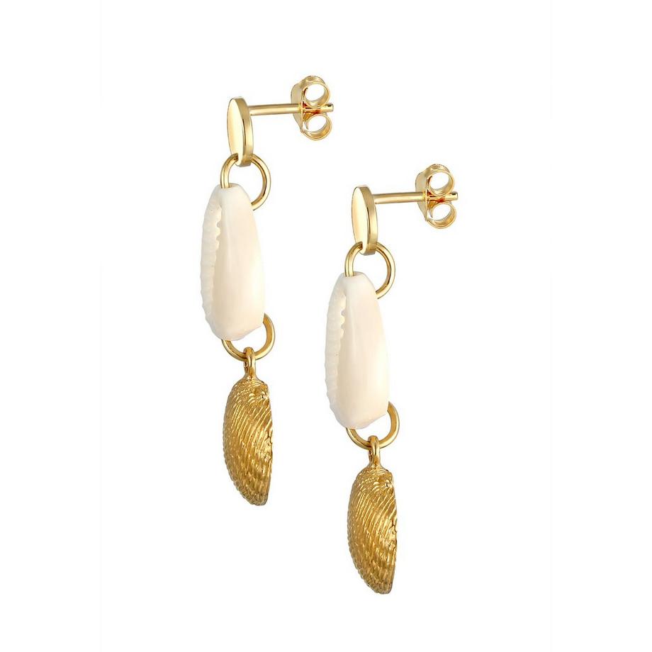 Elli  Ohrringe Hänger Kauri Muschel Maritim Plättchen 