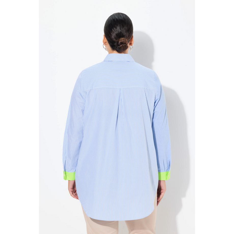 Ulla Popken Chemisier Col Chemise Aspect Patchwork Manchettes Fluo  