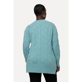 Ulla Popken  Pull à col montant et manches longues raglan, motif torsadé 