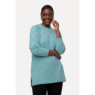 Ulla Popken  Pull à col montant et manches longues raglan, motif torsadé 