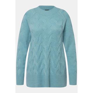 Ulla Popken  Pull à col montant et manches longues raglan, motif torsadé 