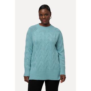 Ulla Popken  Pull à col montant et manches longues raglan, motif torsadé 