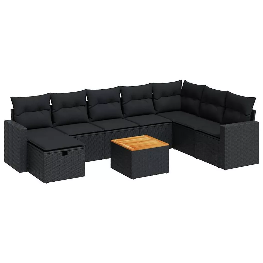 VidaXL - Gartensofa set poly-rattan, One Size, Schwarz