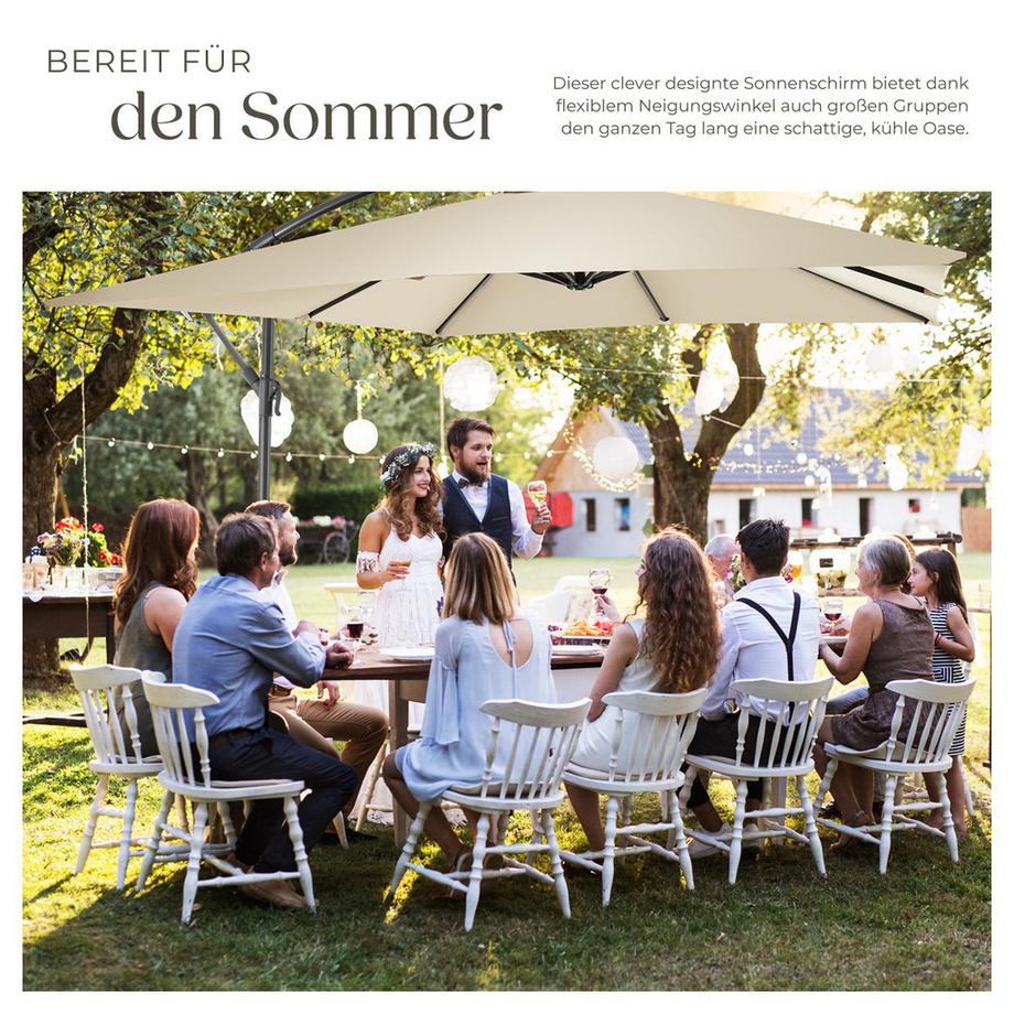 Tectake Sonnenschirm  Apollon 250 x 250 cm  leichtgängiger Mechanismus  