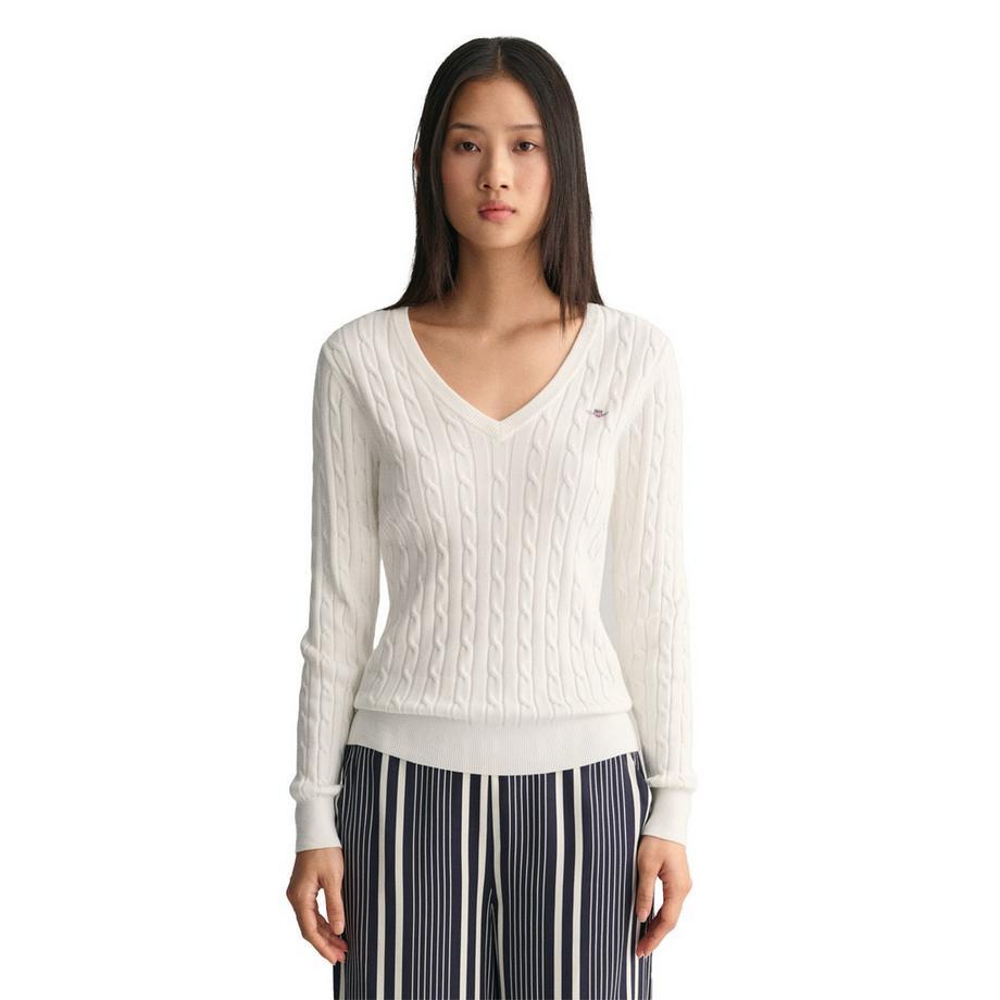 GANT Stretch Cotton Cable V-Neck Pullover  