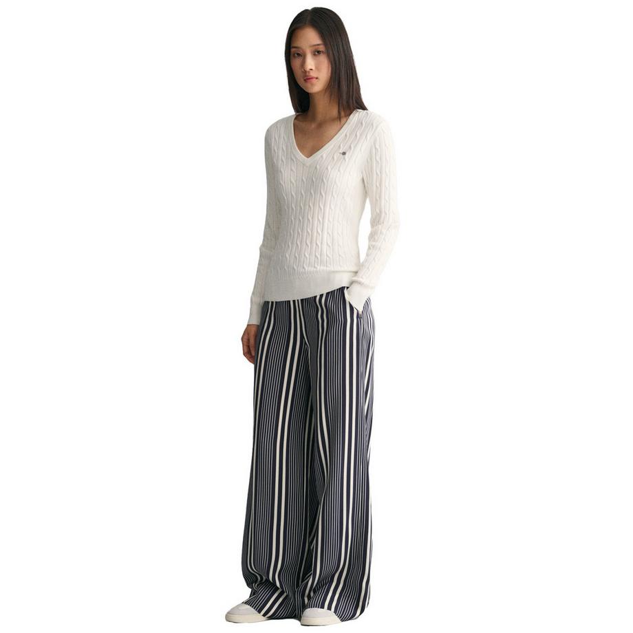 GANT Stretch Cotton Cable V-Neck Pullover  