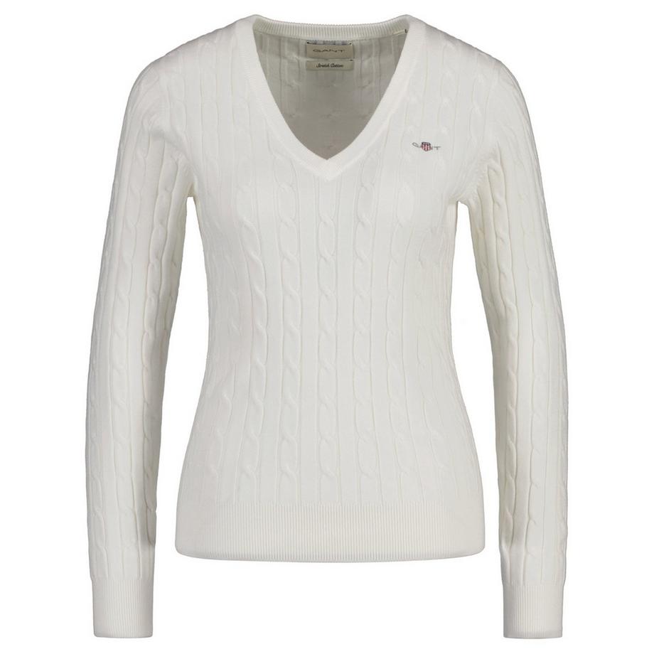 GANT Stretch Cotton Cable V-Neck Pullover  