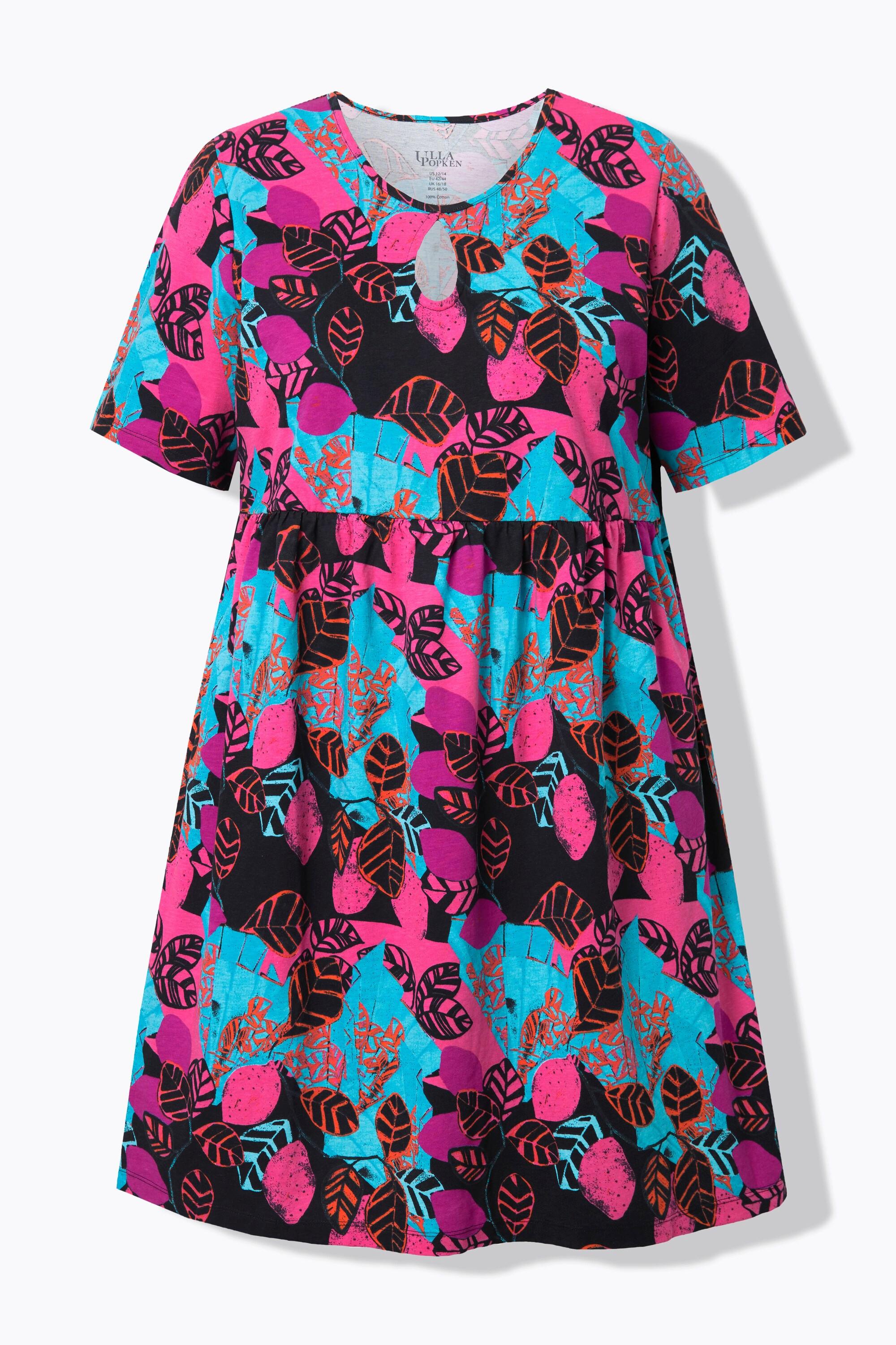 Ulla Popken Abito in Jersey Taglio Svasato Girocollo Mezza Manica con Tasche  