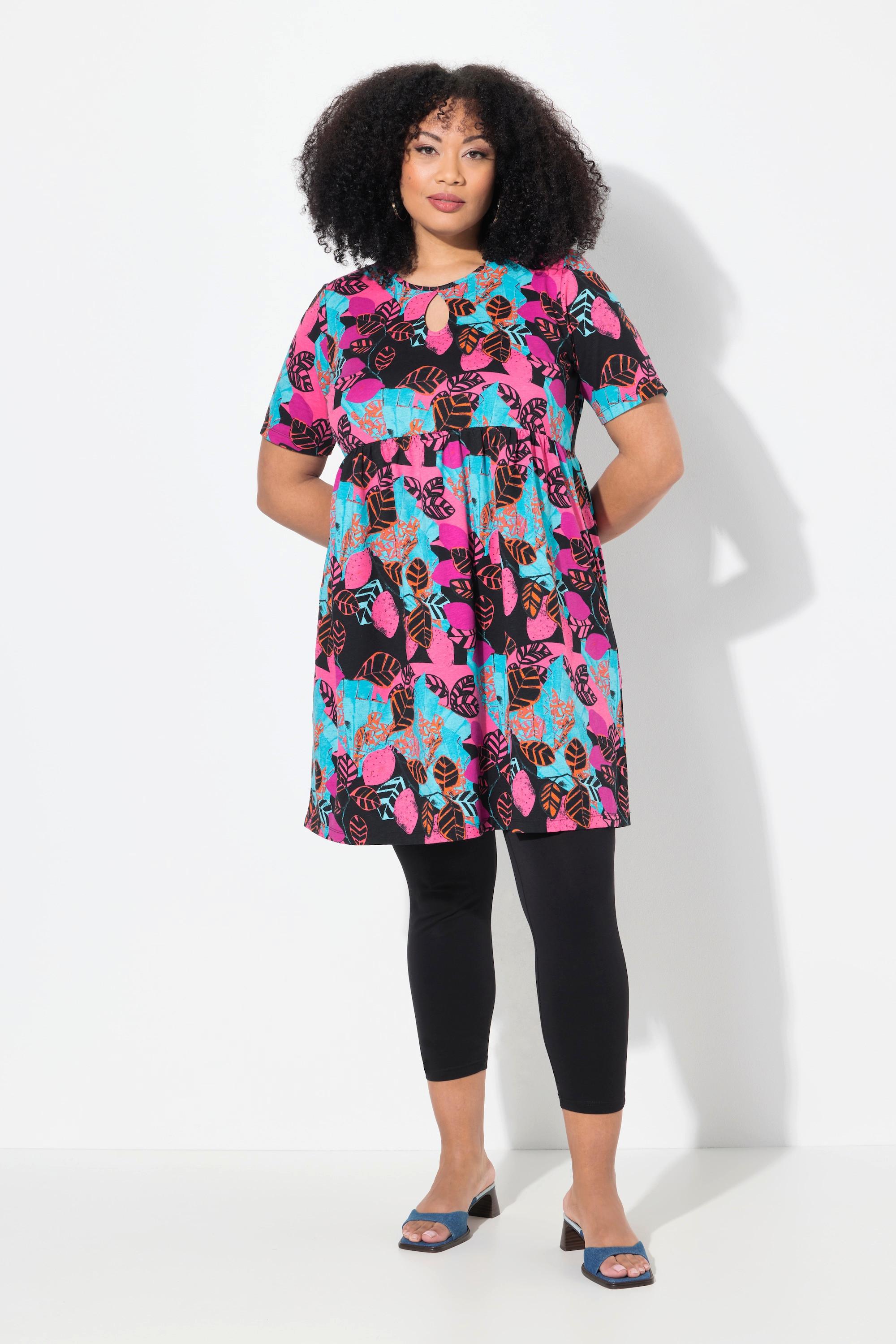 Ulla Popken Abito in Jersey Taglio Svasato Girocollo Mezza Manica con Tasche  