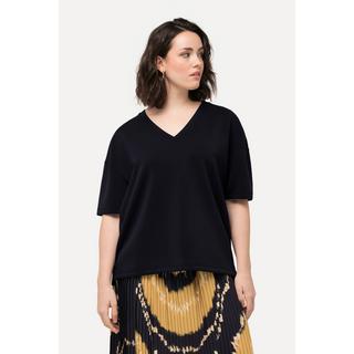 Ulla Popken  Felpa morbida dal taglio oversize con scollo a V e mezze maniche 