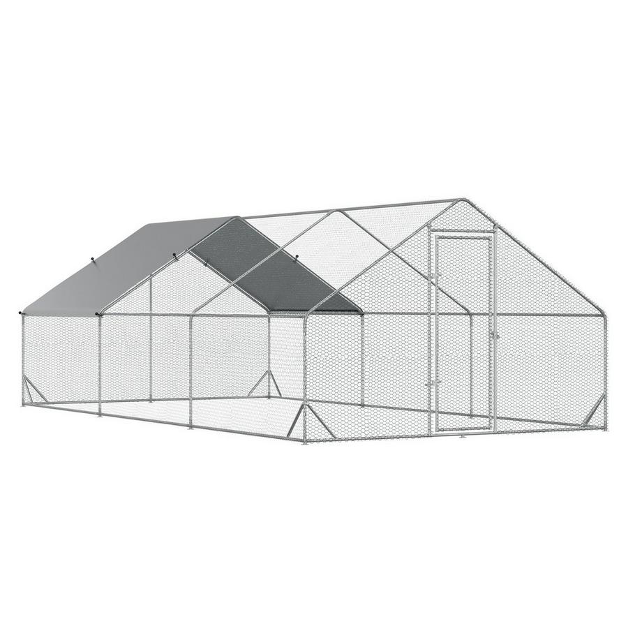 Northio  Hühnerstall, 3 x 6 x 2 m, Freilaufgehege XXL, Outdoor Geflügelstall mit Schatten, Dach, für 12-18 Hühner, Ente, Kaninchen, Stahl 