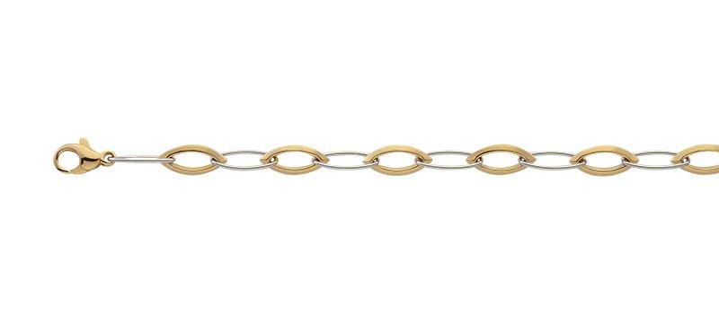 Image of Collier Fantasie Bicolor Gelbgold-/weissgold 750, 6.3mm, 45cm Damen Gold 45cm
