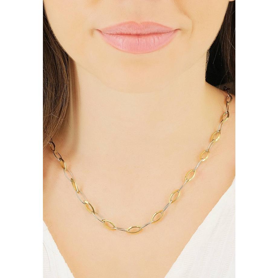 MUAU Schmuck  Collier fantaisie bicolore or jaune/or blanc 750, 6,3mm, 45cm 