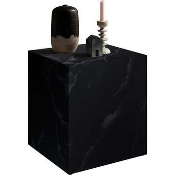 Table d'appoint effet marbre noir 45x45