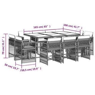 VidaXL Ensemble de salle à manger de jardin rotin synthétique  