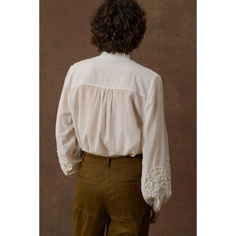 Louise-Misha Blouse Alicia brodée col rond manches longues  