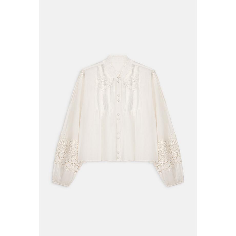 Louise-Misha Blouse Alicia brodée col rond manches longues  