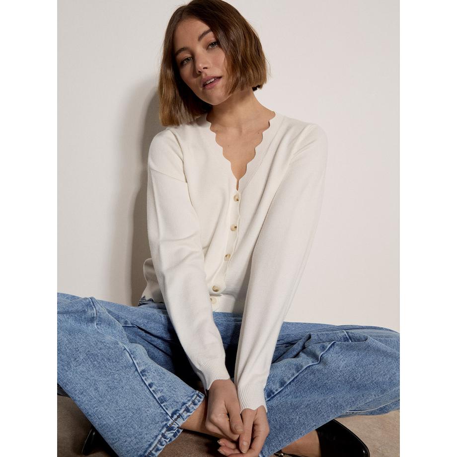 APRICOT Cardigan à ourlet festonné  