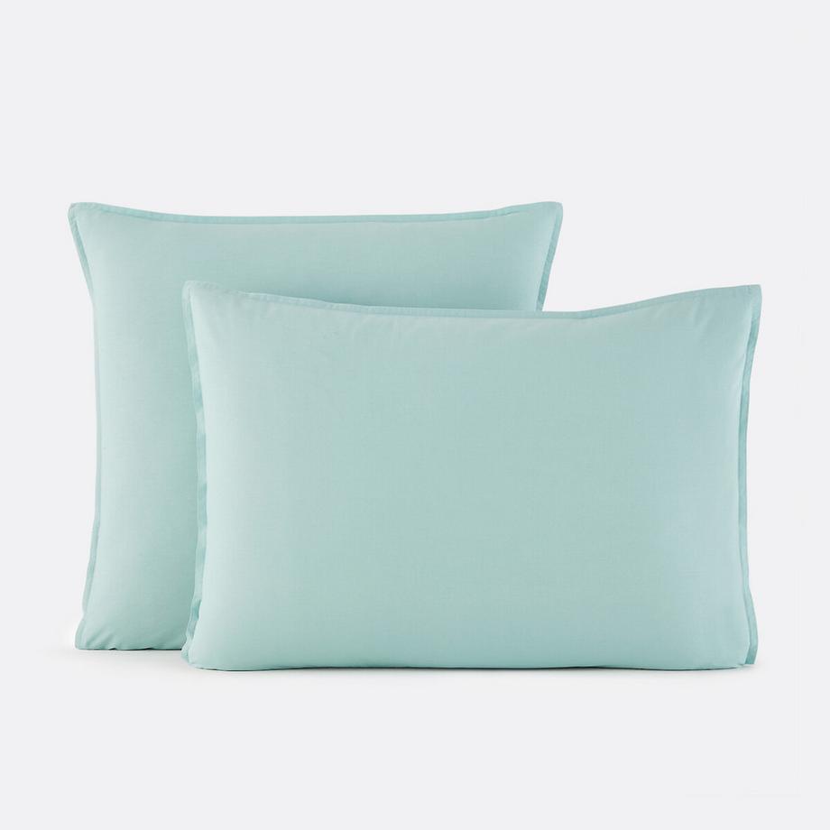 Taie d'oreiller unie en coton lavé