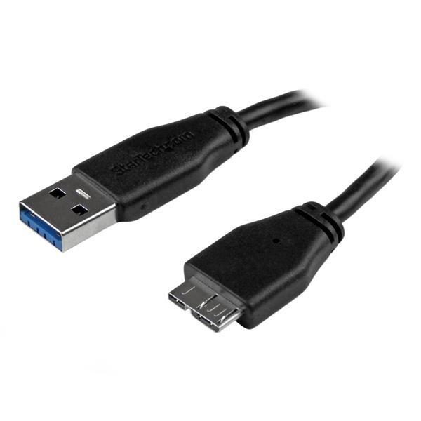 Image of StarTech.com 3m schlankes SuperSpeed USB 3.0 A auf Micro B Kabel - StSt