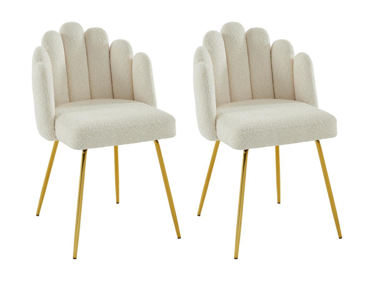 PASCAL MORABITO Lot de 2 chaises en tissu bouclette et métal doré - Crème - ALTINAM de Pascal MORABITO  