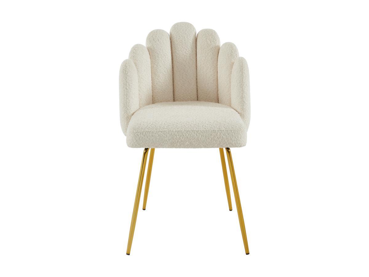 PASCAL MORABITO Lot de 2 chaises en tissu bouclette et métal doré - Crème - ALTINAM de Pascal MORABITO  