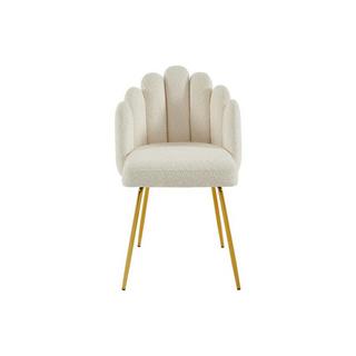 PASCAL MORABITO Lot de 2 chaises en tissu bouclette et métal doré - Crème - ALTINAM de Pascal MORABITO  