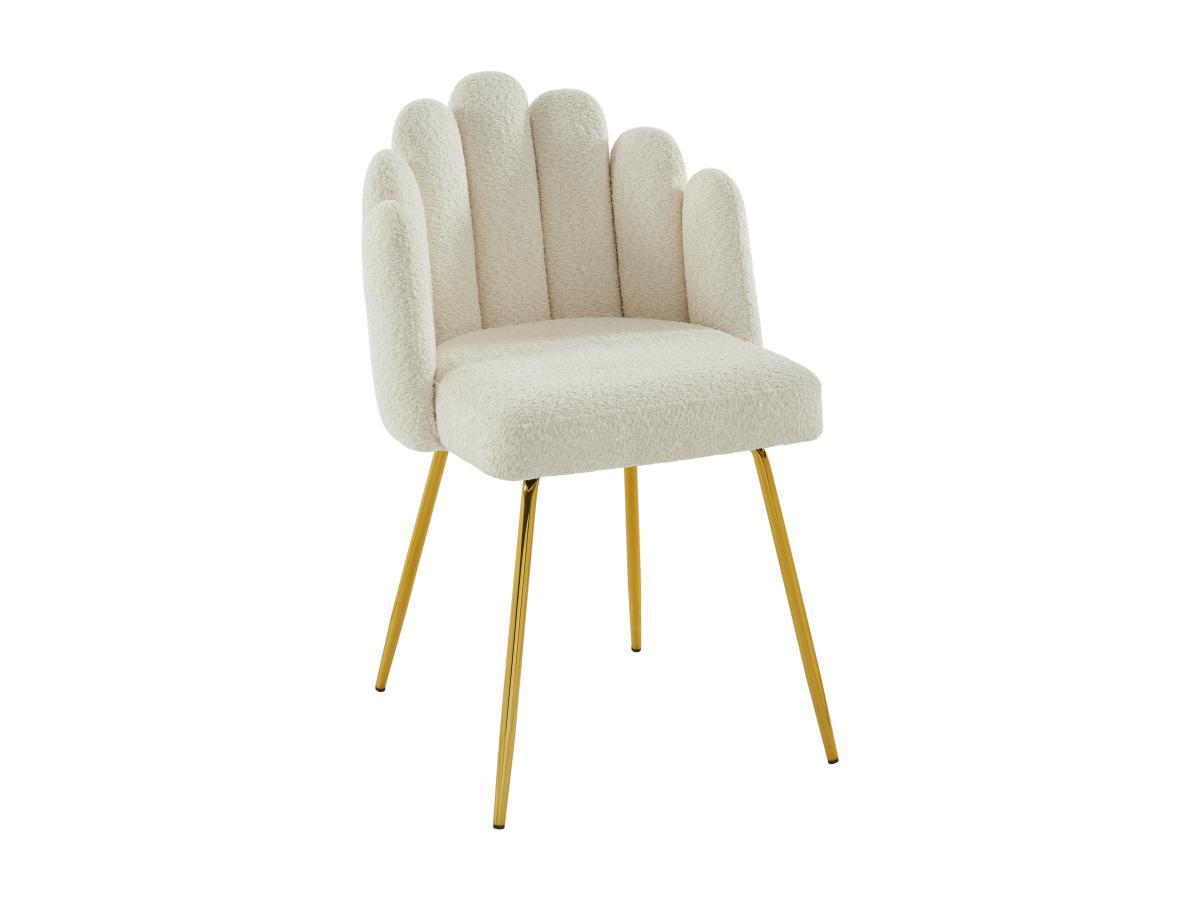 PASCAL MORABITO Lot de 2 chaises en tissu bouclette et métal doré - Crème - ALTINAM de Pascal MORABITO  