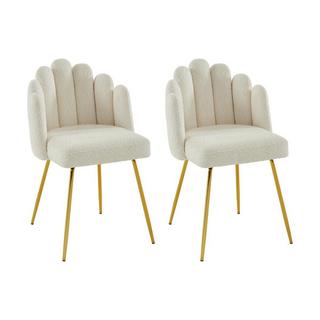 PASCAL MORABITO Lot de 2 chaises en tissu bouclette et métal doré - Crème - ALTINAM de Pascal MORABITO  