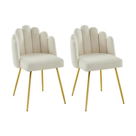 PASCAL MORABITO Lot de 2 chaises en tissu bouclette et métal doré - Crème - ALTINAM de Pascal MORABITO  