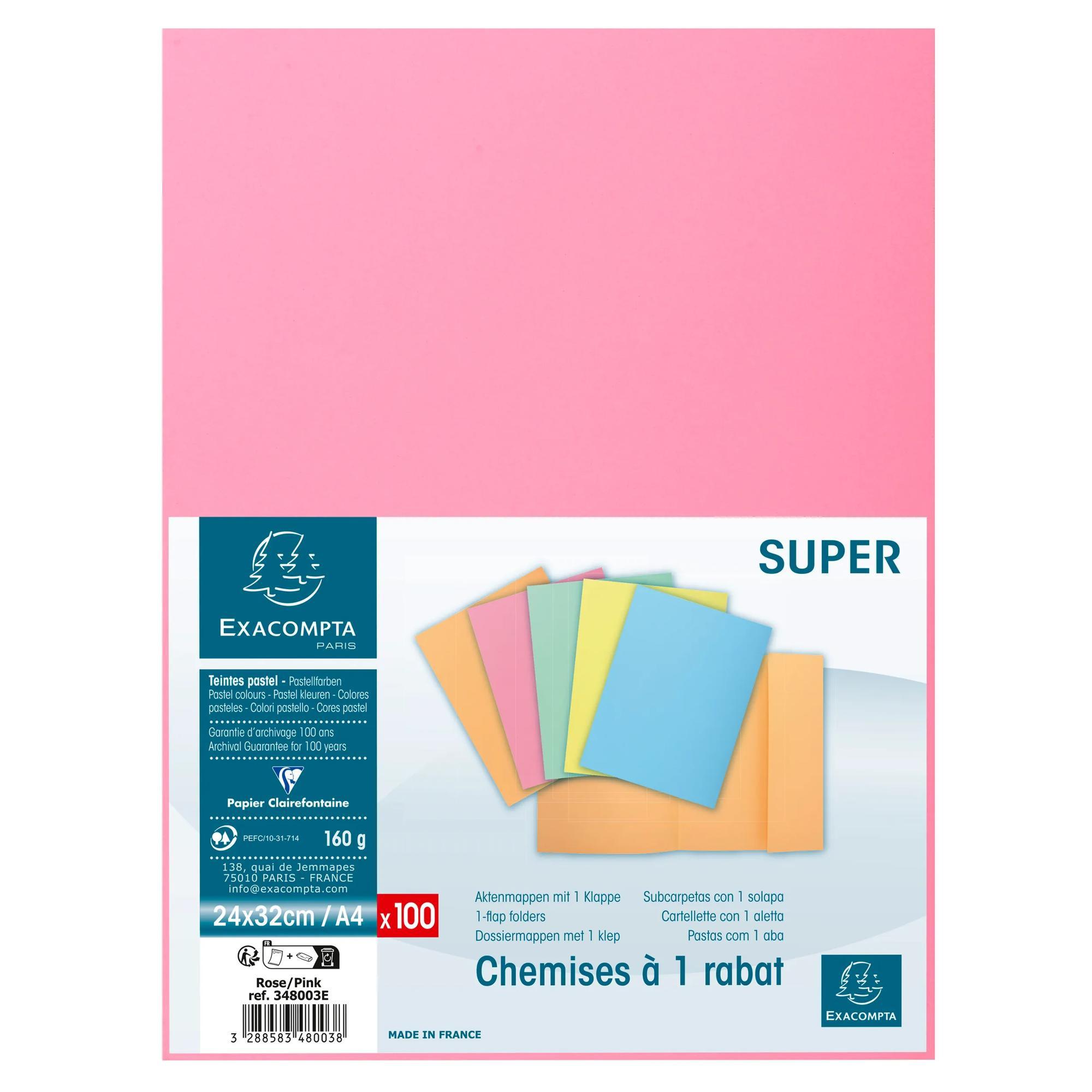 Exacompta Confezione da 100 cartelle 1 aletta SUPER 160 - 24x32cm - x 5  