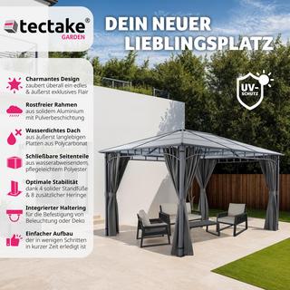 Tectake Gartenpavillon lichtdurchlässiges Dach aus Polycarbonat-Platten  