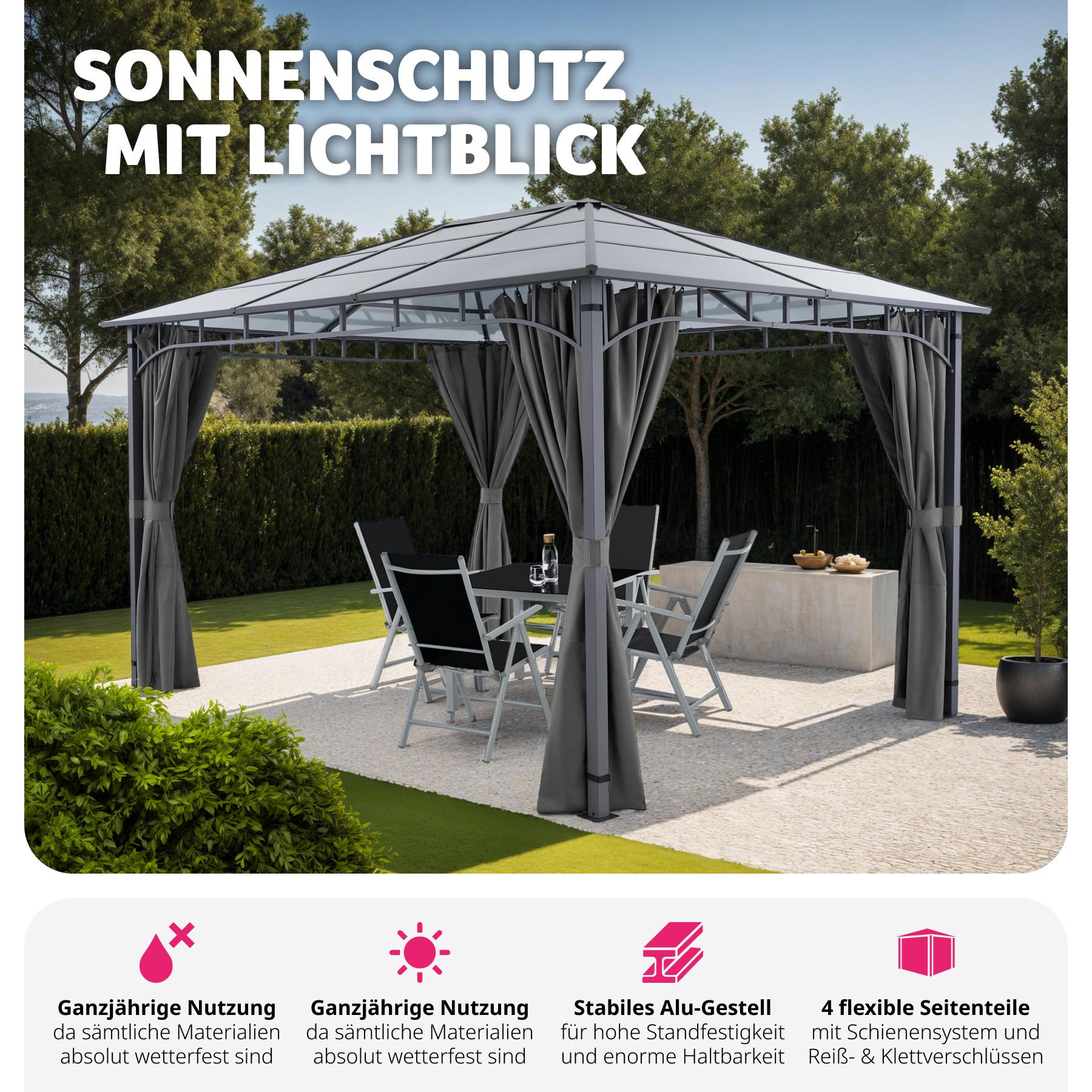 Tectake Gartenpavillon lichtdurchlässiges Dach aus Polycarbonat-Platten  